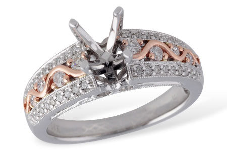 Allison Kaufman Diamond Engagement Ring Semi-Mount in 14K Two-Tone Gold, 0.33 ctw