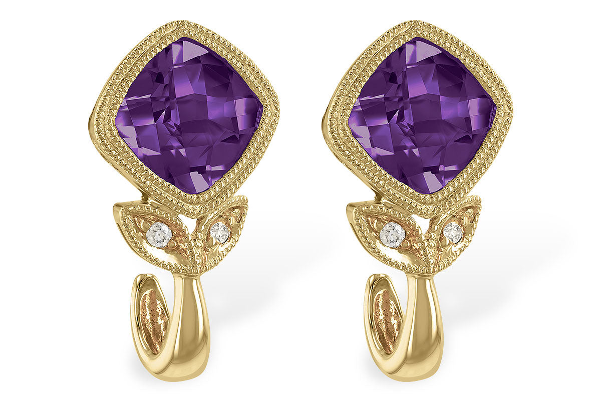 Allison Kaufman Amethyst & Diamond Earrings in 14K Yellow Gold, 1.73 ctw