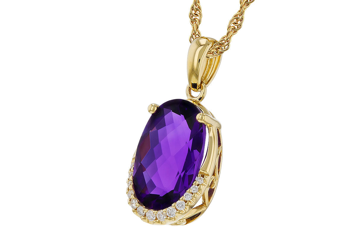Allison Kaufman Amethyst & Diamond Necklace in 14K Yellow Gold, 2.76 ctw, alternate view