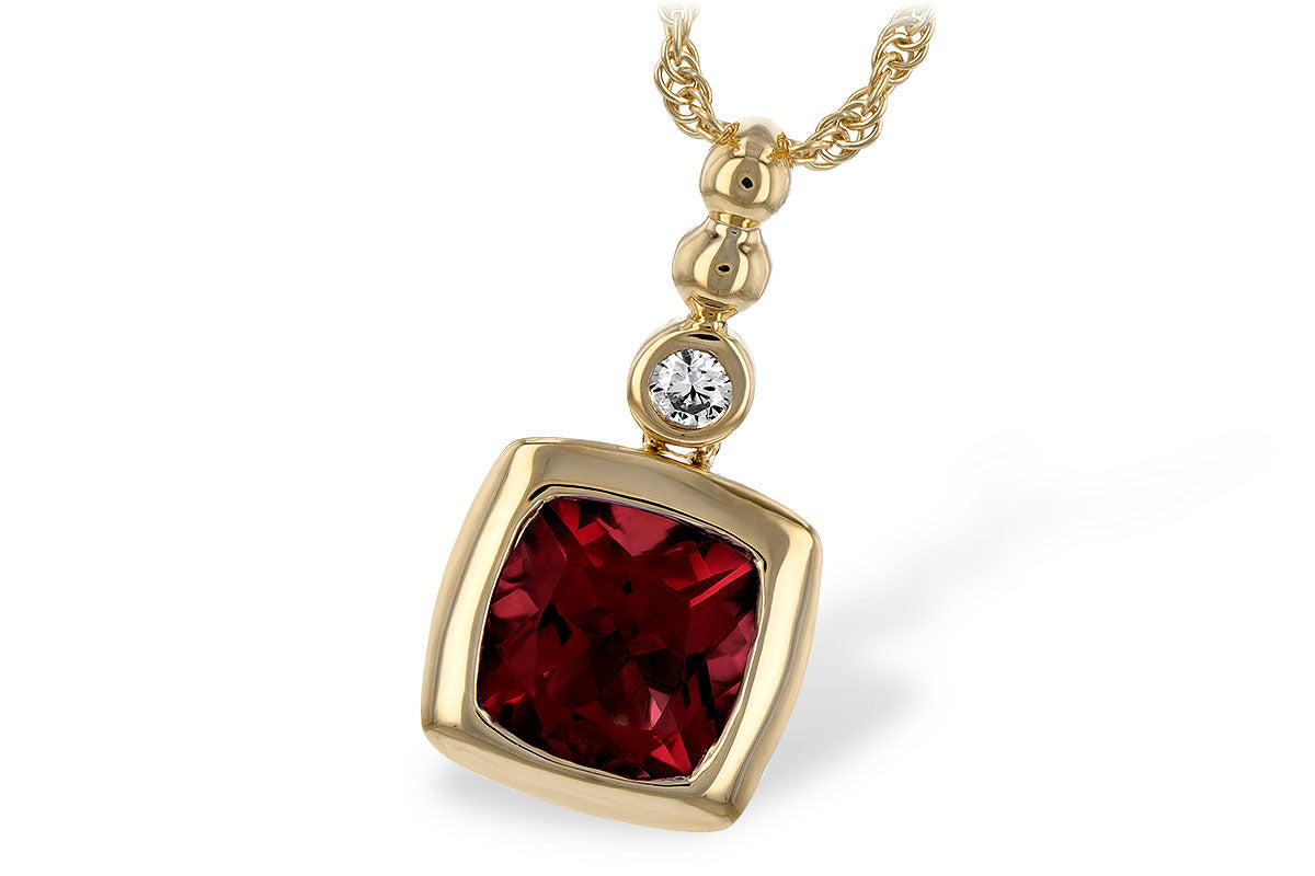 Allison Kaufman Garnet & Diamond Necklace in 14K Yellow Gold, 1.44 ctw