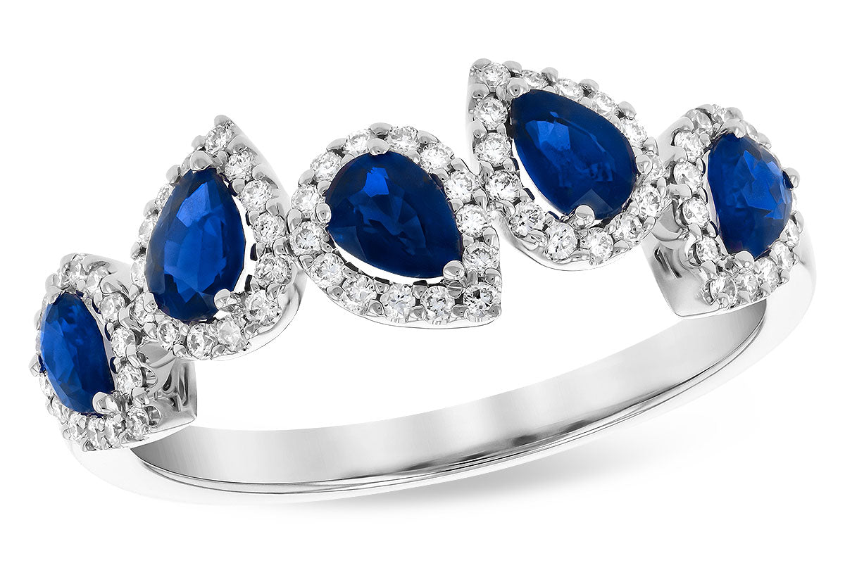Allison Kaufman Sapphire & Diamond Ring in 14K White Gold, 1.19 ctw