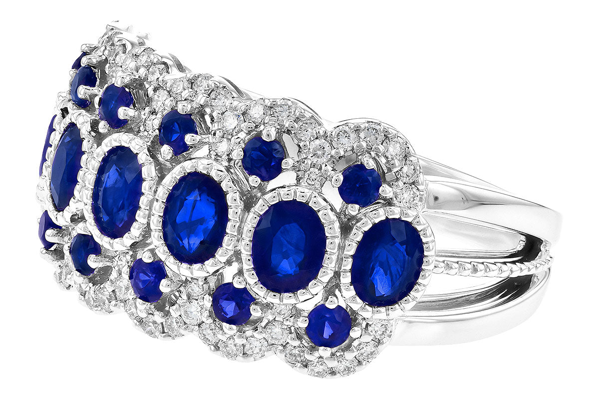 Allison Kaufman Sapphire & Diamond Wedding Band in 14K White Gold, 2.15 ctw, alternate view