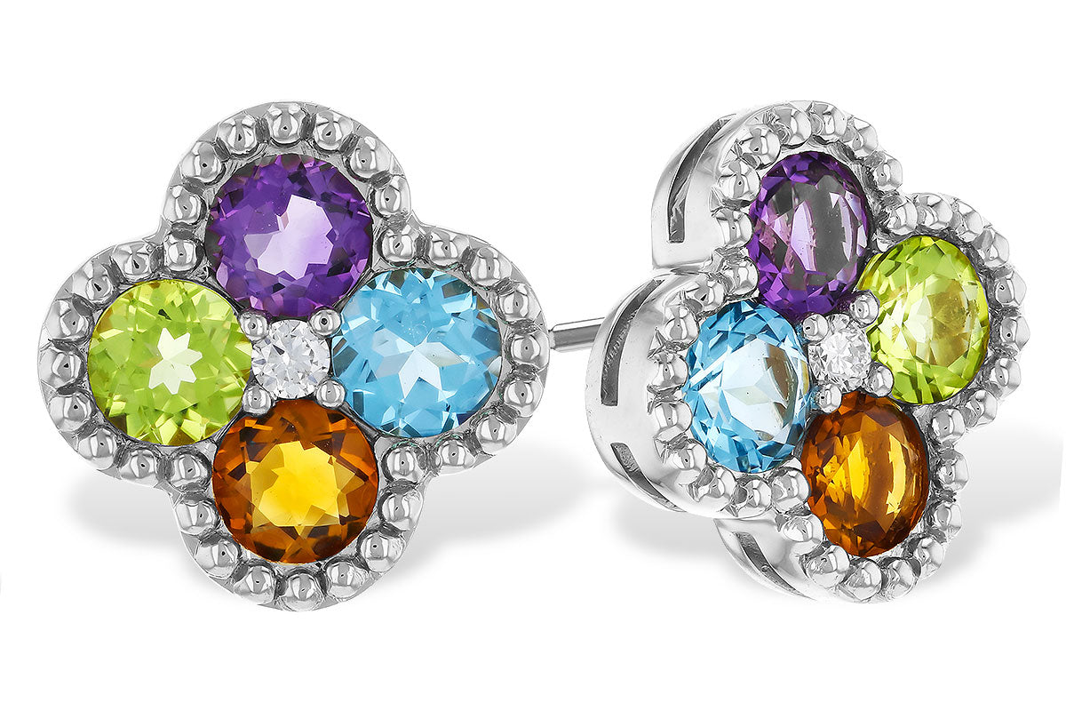 Allison Kaufman Multi-Gemstone & Diamond Earrings in 14K White Gold, 1.93 ctw