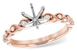 Allison Kaufman Diamond Engagement Ring Semi-Mount in 14K Rose Gold, 0.10 ctw (L7789)
