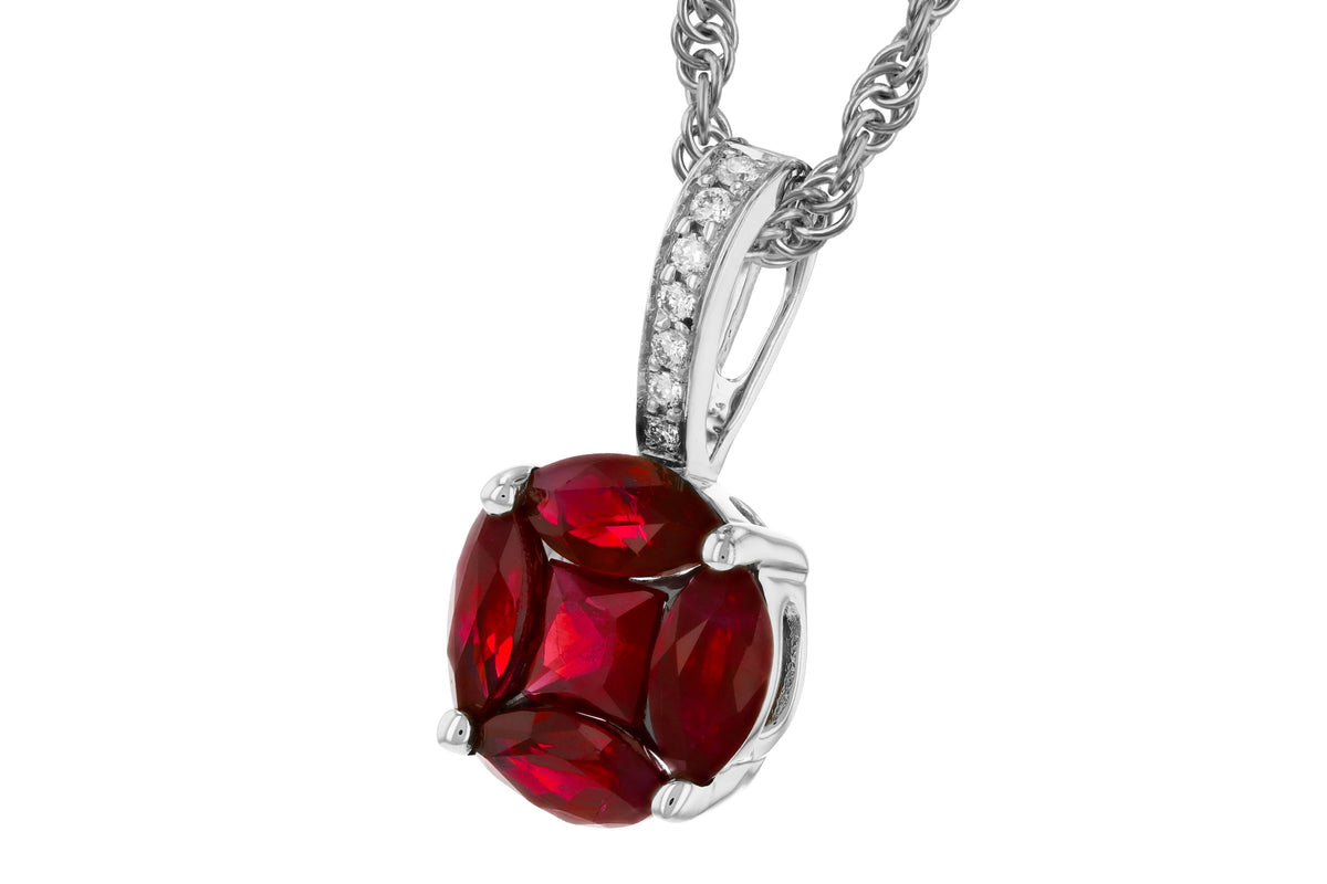 Allison Kaufman Ruby & Diamond Necklace in 14K White Gold, 0.82 ctw, alternate view