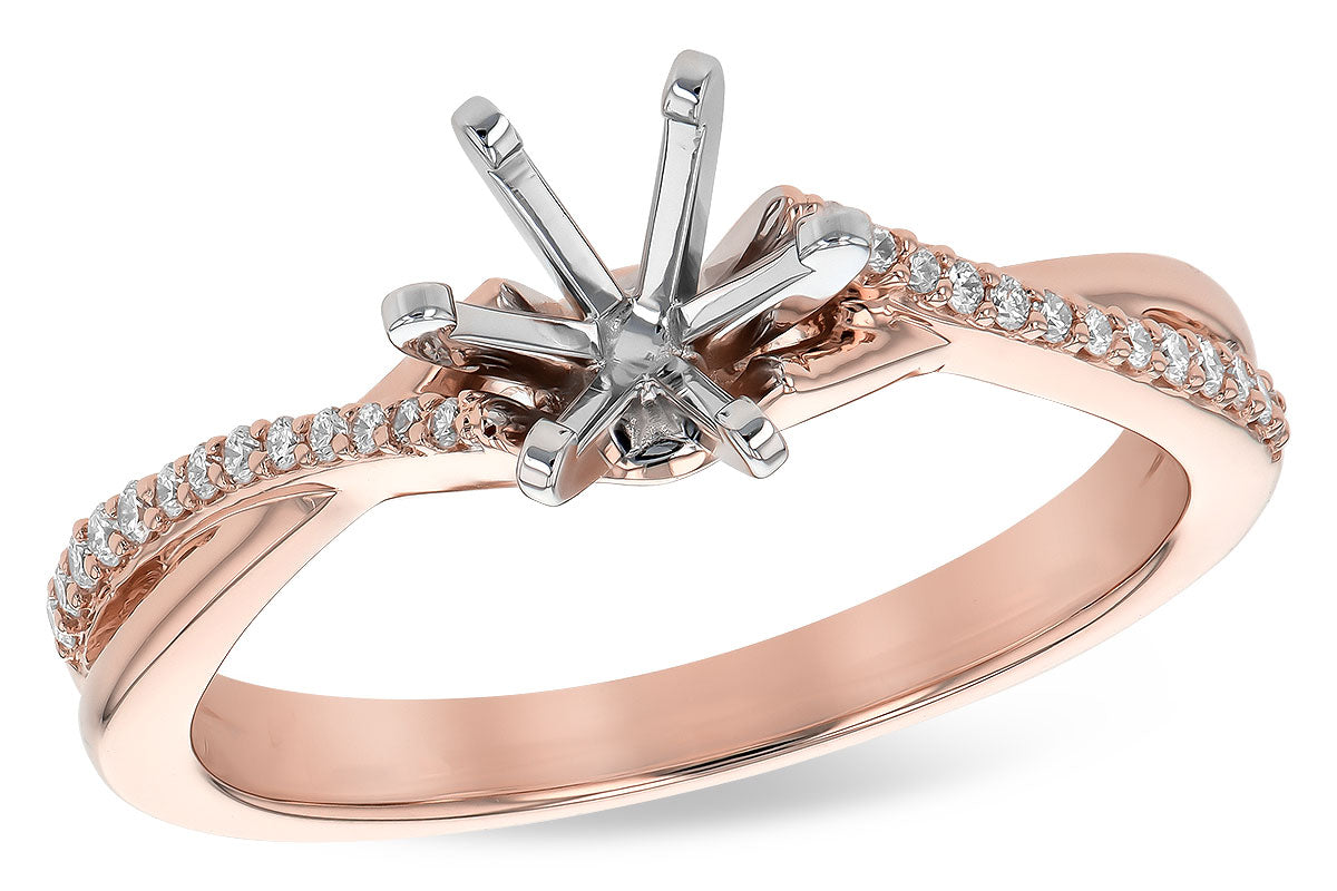 Allison Kaufman Diamond Engagement Ring Semi-Mount in 14K Rose Gold, 0.12 ctw (L7766)
