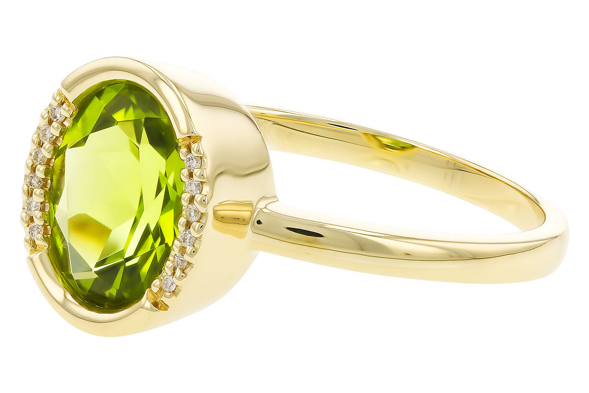 Allison Kaufman Peridot & Diamond Ring in 14K Yellow Gold, 1.75 ctw, alternate view
