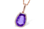 Allison Kaufman Amethyst & Diamond Necklace in 14K Rose Gold, 3.15 ctw