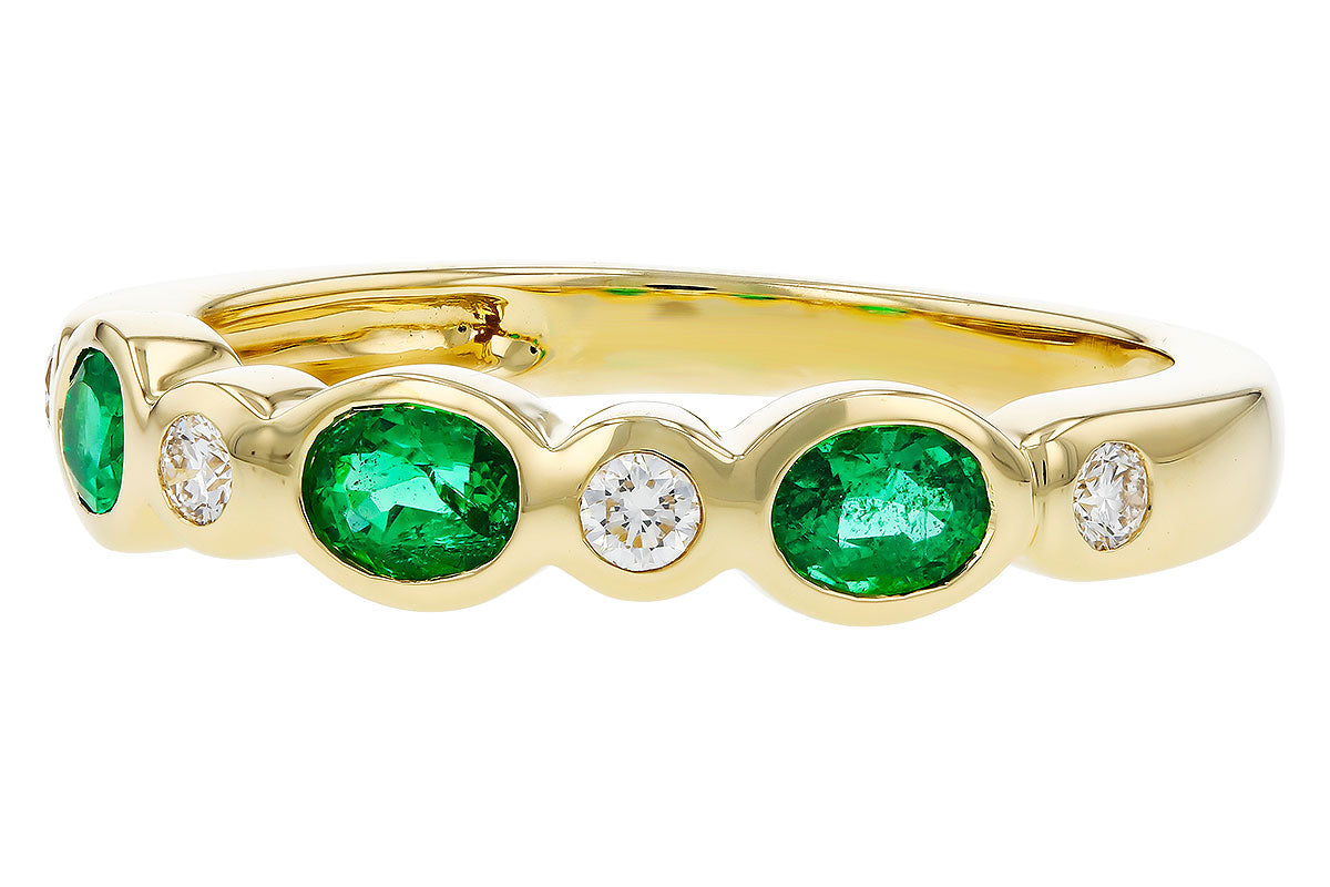 Allison Kaufman Emerald & Diamond Wedding Band in 14K Yellow Gold, 0.56 ctw, alternate view