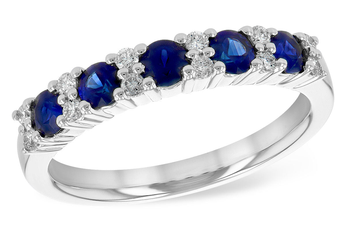 Allison Kaufman Sapphire & Diamond Wedding Band in 14K White Gold, 0.82 ctw