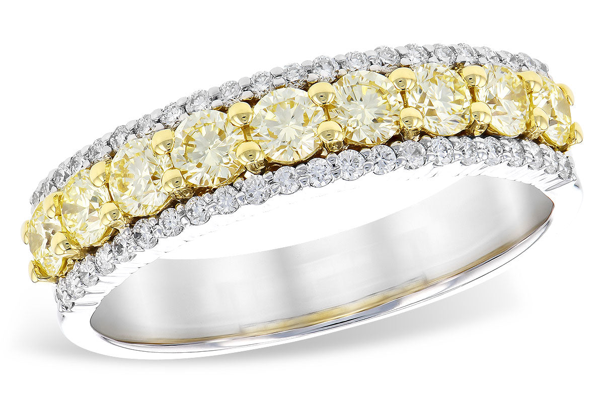 Allison Kaufman Yellow Diamond Wedding Band in 14K Two-Tone Gold, 1.00 ctw