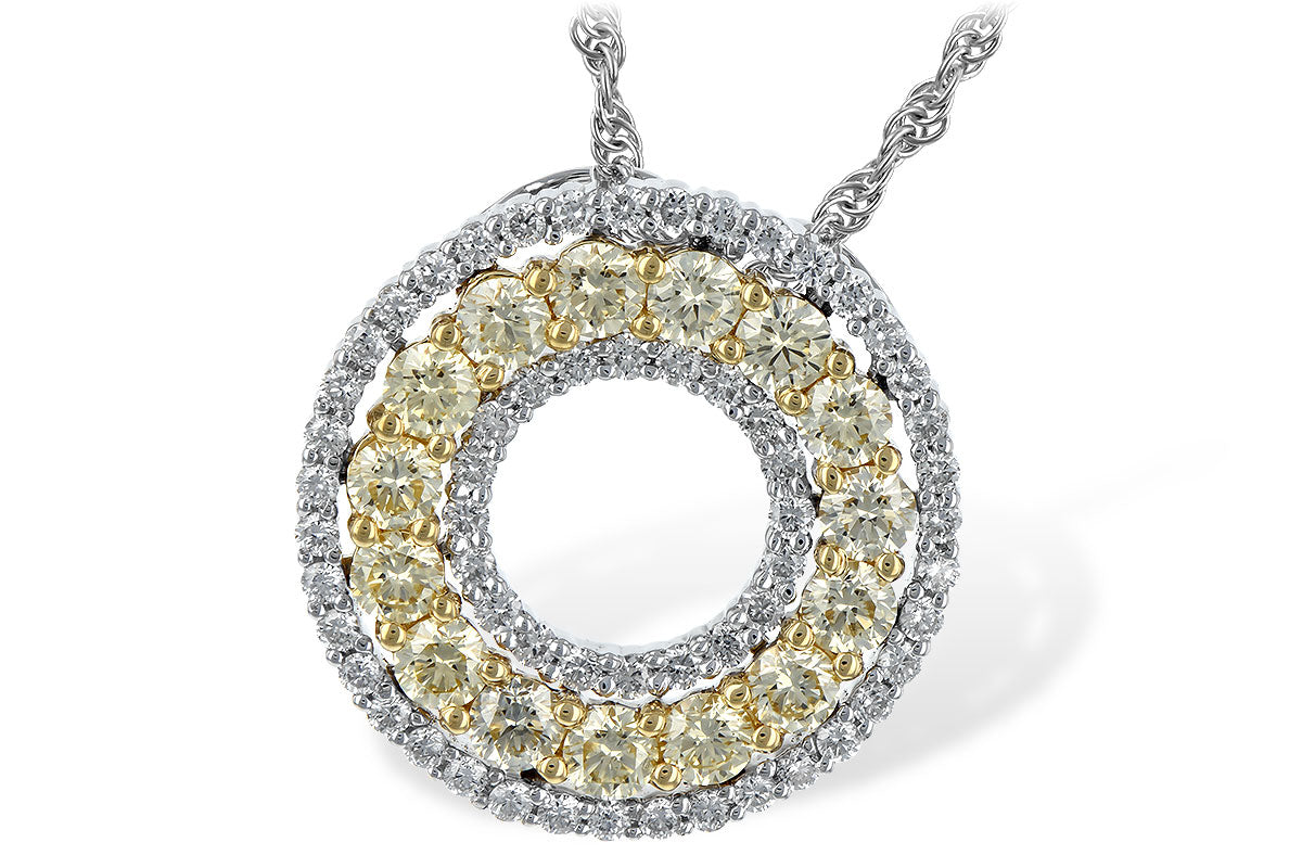 Allison Kaufman Yellow Diamond Necklace in 14K Two-Tone Gold, 1.55 ctw