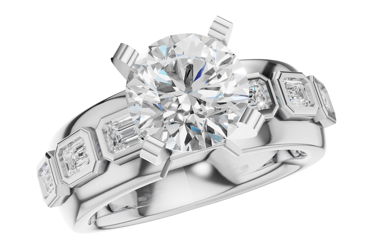 Allison Kaufman Fancy-Cut Diamond Engagement Ring Semi-Mount in 14K White Gold, 0.50 ctw