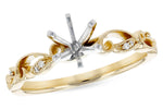 Allison Kaufman Diamond Engagement Ring Semi-Mount in 14K Yellow Gold, 0.02 ctw