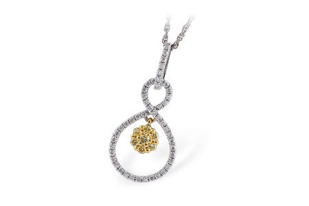 Allison Kaufman Yellow Diamond Necklace in 14K Two-Tone Gold, 0.40 ctw