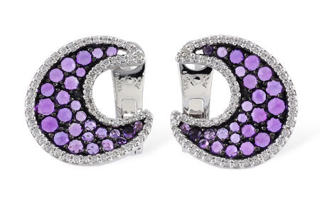 Allison Kaufman Amethyst & Diamond Earrings in 14K White Gold, 1.29 ctw