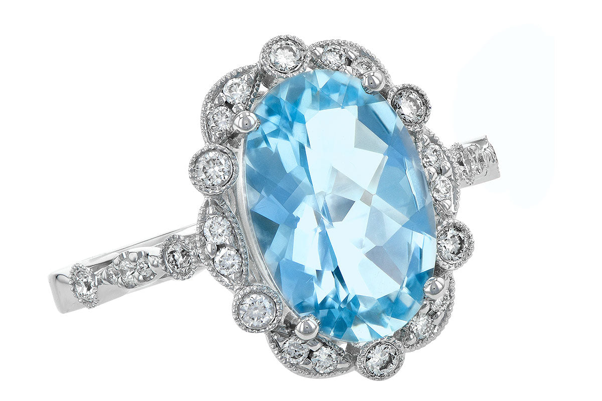 Allison Kaufman Aquamarine & Diamond Ring in 14K White Gold, 3.03 ctw, alternate view