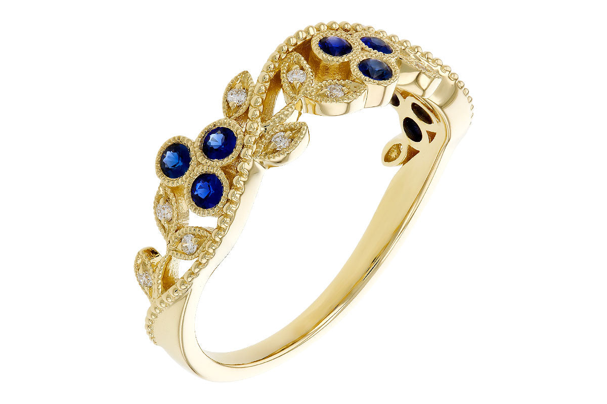 Allison Kaufman Sapphire & Diamond Wedding Band in 14K Yellow Gold, 0.29 ctw (W2698), alternate view