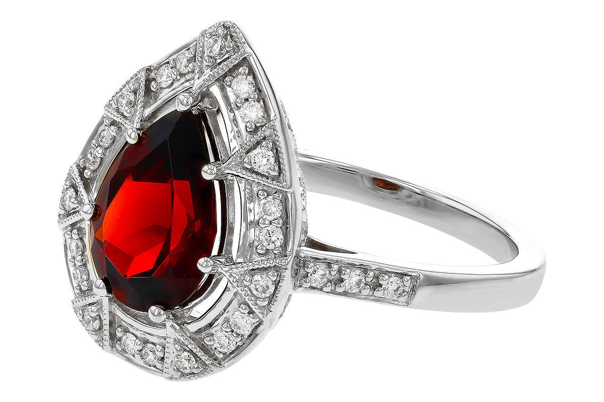 Allison Kaufman Garnet & Diamond Ring in 14K White Gold, 1.98 ctw, alternate view