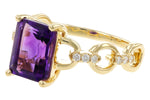 Allison Kaufman Amethyst & Diamond Ring in 14K Yellow Gold, 2.05 ctw, alternate view
