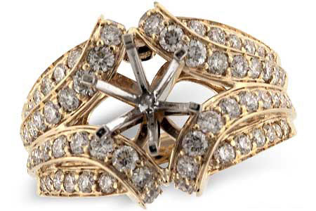 Allison Kaufman Diamond Engagement Ring Semi-Mount in 14K Yellow Gold, 1.48 ctw (L7266)