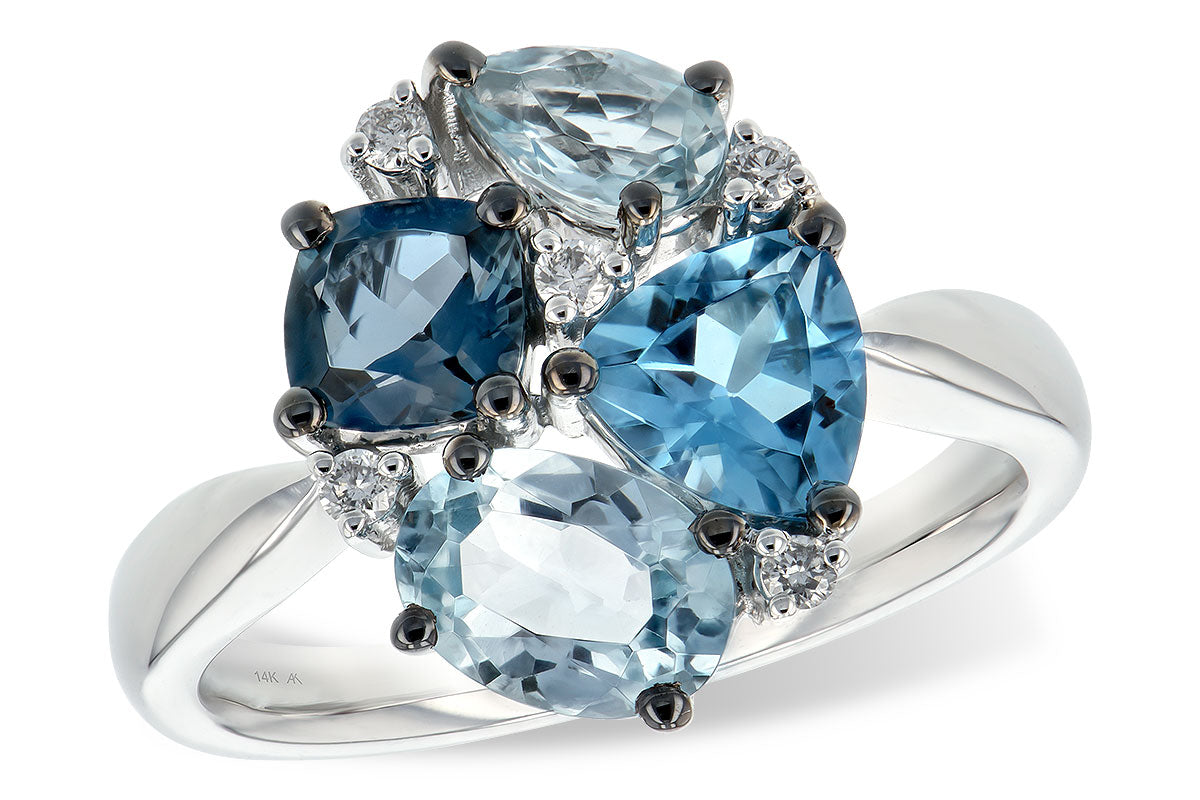 Allison Kaufman Blue Topaz & Diamond Ring in 14K White Gold, 2.65 ctw