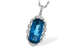 Allison Kaufman London Blue Topaz & Diamond Necklace in 14K White Gold, 6.81 ctw