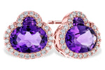 Allison Kaufman Amethyst & Diamond Earrings in 14K Rose Gold, 2.20 ctw