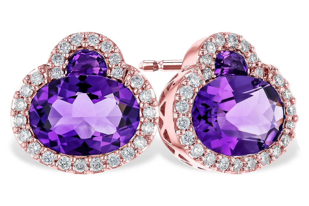 Allison Kaufman Amethyst & Diamond Earrings in 14K Rose Gold, 2.20 ctw