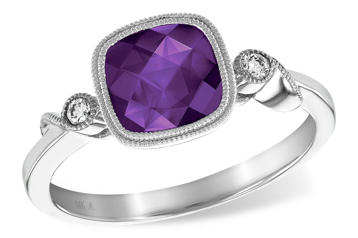 Allison Kaufman Amethyst & Diamond Ring in 14K White Gold, 1.23 ctw
