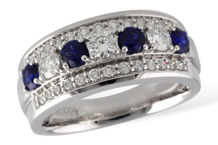 Allison Kaufman Sapphire & Diamond Wedding Band in 14K White Gold, 1.18 ctw