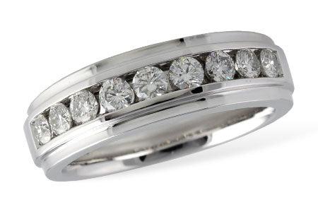 Allison Kaufman Diamond Men's Wedding Band in 14K White Gold, 1.00 ctw