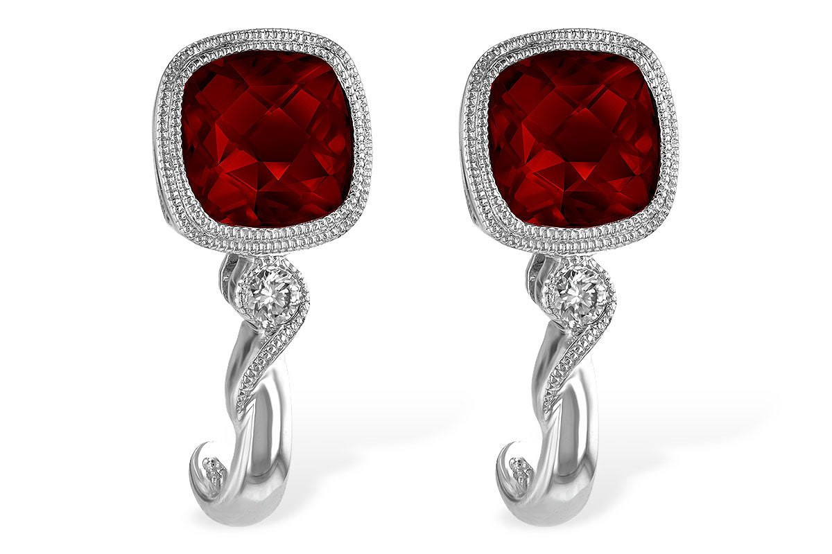 Allison Kaufman Garnet & Diamond Earrings in 14K White Gold, 2.40 ctw