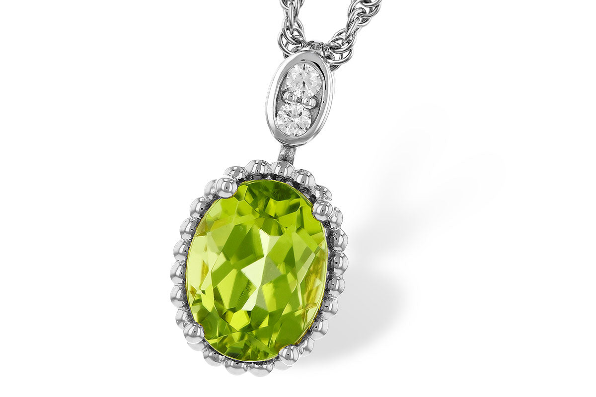 Allison Kaufman Peridot & Diamond Necklace in 14K White Gold, 1.25 ctw