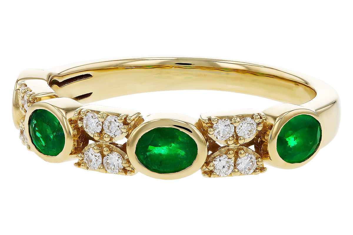 Allison Kaufman Emerald & Diamond Wedding Band in 14K Yellow Gold, 0.68 ctw, alternate view