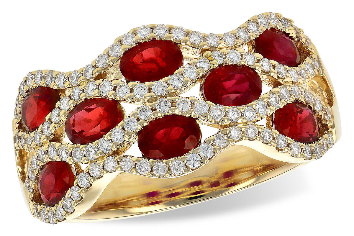 Allison Kaufman Ruby & Diamond Wedding Band in 14K Yellow Gold, 2.18 ctw