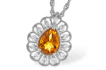 Allison Kaufman Citrine & Diamond Necklace in 14K White Gold, 0.75 ctw