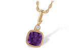 Allison Kaufman Amethyst & Diamond Necklace in 14K Rose Gold, 0.86 ctw