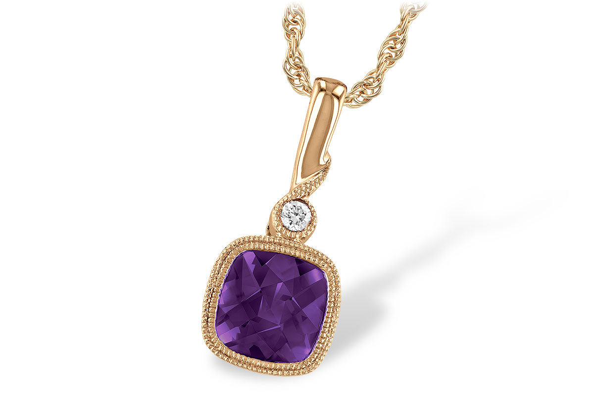 Allison Kaufman Amethyst & Diamond Necklace in 14K Rose Gold, 0.86 ctw