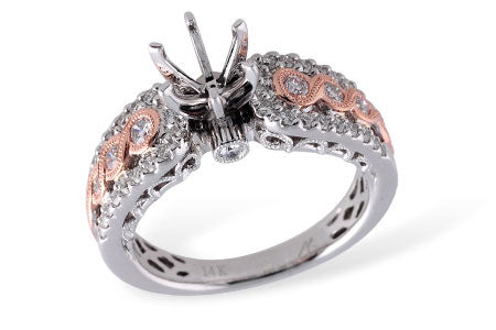 Allison Kaufman Diamond Engagement Ring Semi-Mount in 14K Two-Tone Gold, 0.55 ctw