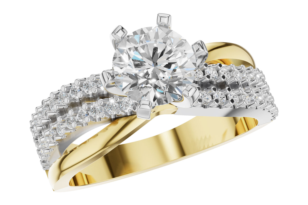 Allison Kaufman Diamond Engagement Ring Semi-Mount in 14K Yellow & White Gold, 0.34 ctw