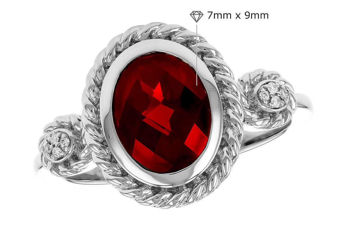 Allison Kaufman Garnet & Diamond Ring in 14K White Gold, 2.12 ctw, alternate view