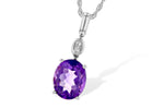 Allison Kaufman Amethyst & Diamond Necklace in 14K White Gold, 2.13 ctw