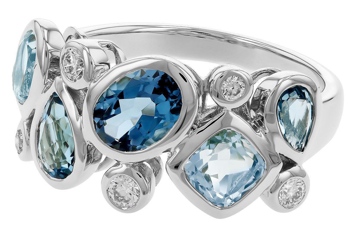 Allison Kaufman Blue Topaz & Diamond Ring in 14K White Gold, 2.75 ctw, alternate view