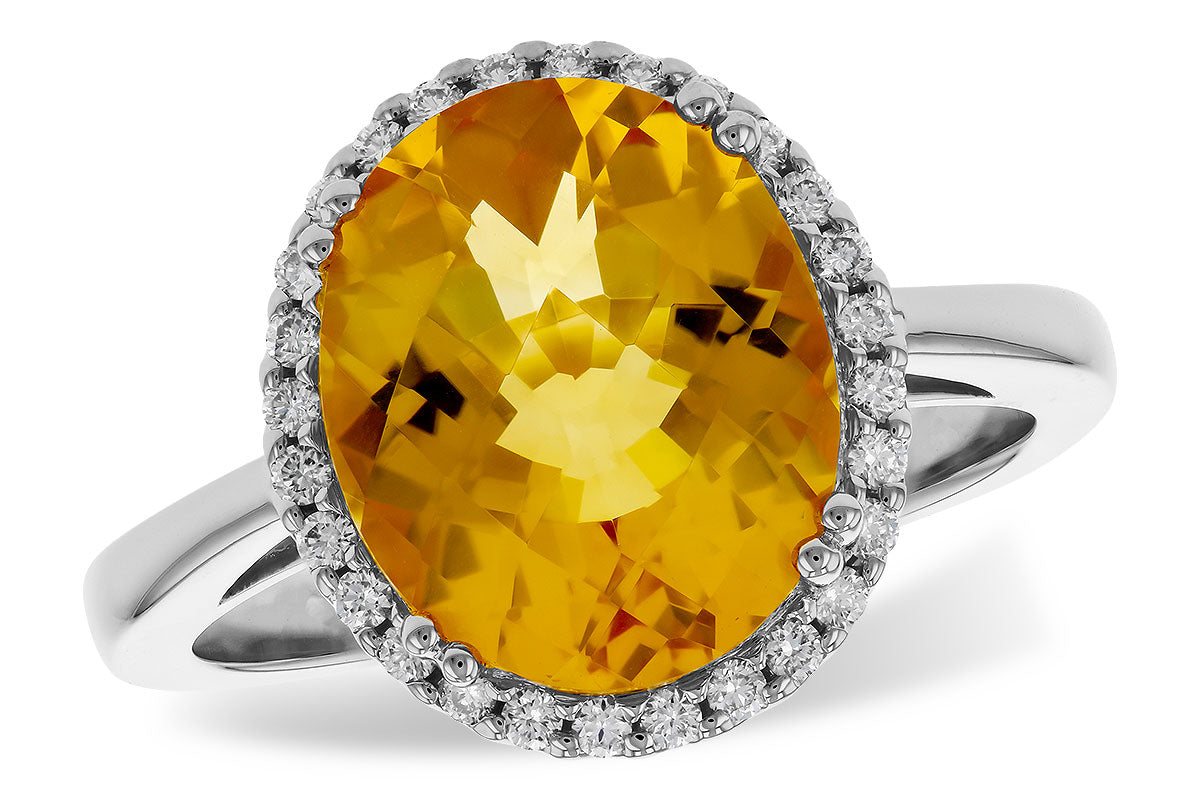 Allison Kaufman Citrine & Diamond Ring in 14K White Gold, 4.05 ctw