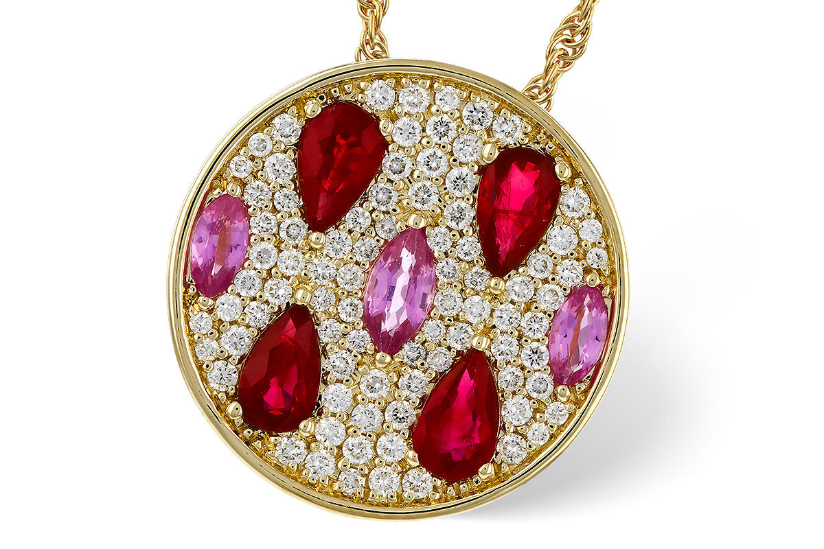 Allison Kaufman Ruby, Pink Sapphire & Diamond Necklace in 14K Yellow Gold, 1.82 ctw
