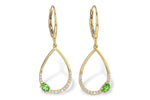 Allison Kaufman Green Garnet & Diamond Earrings in 14K Yellow Gold, 0.49 ctw