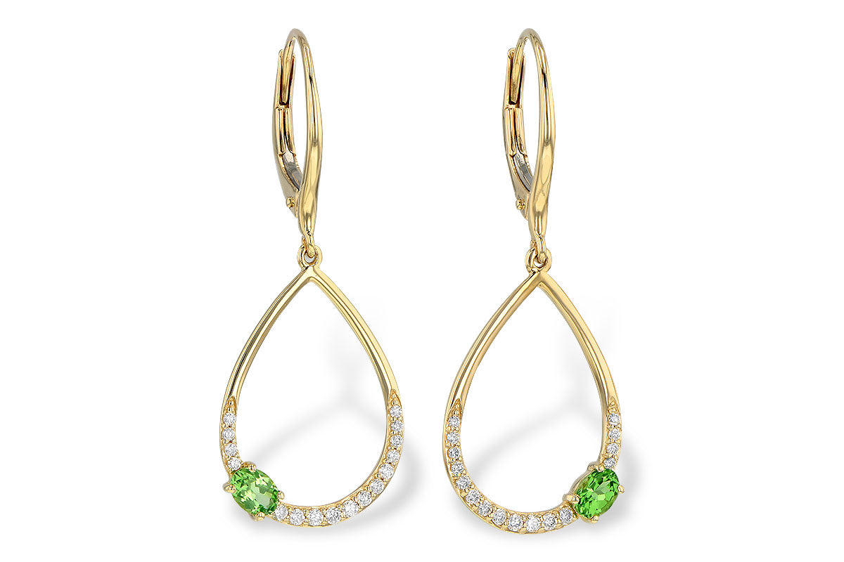 Allison Kaufman Green Garnet & Diamond Earrings in 14K Yellow Gold, 0.49 ctw
