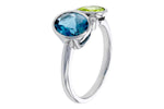 Allison Kaufman London Blue Topaz, Peridot & Diamond Ring in 14K White Gold, 2.45 ctw, alternate view