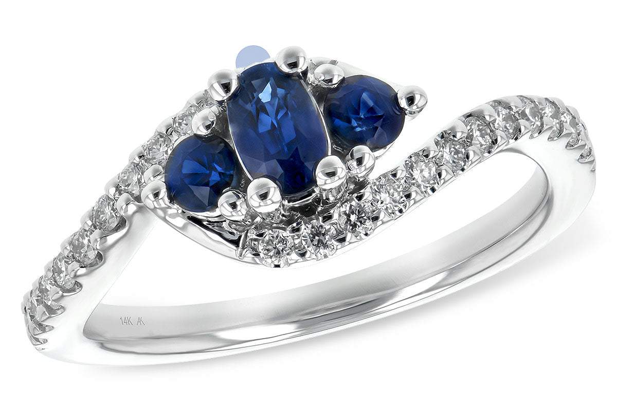 Allison Kaufman Sapphire & Diamond Ring in 14K White Gold, 0.75 ctw (D5643)